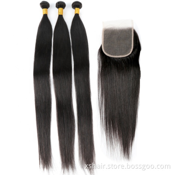 Cuticle aligned human hair bundles with closures and frontals unprocessed remy virgin human hair weaves